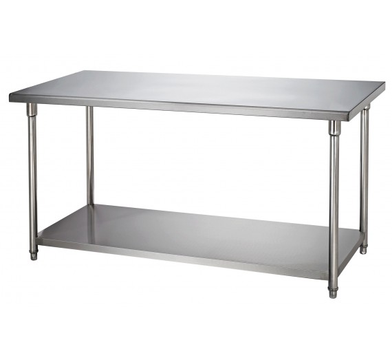 Arbejdsbord af rustfrit stål Serie LIGHT med hylde