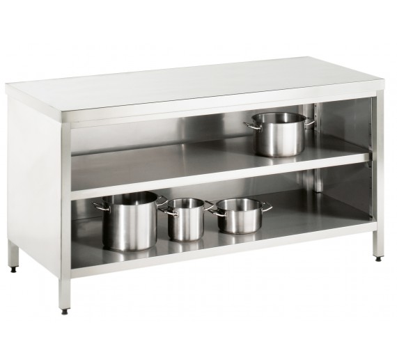 Arbejdsskab af rustfrit stål 1700 x 600 PRO åbent