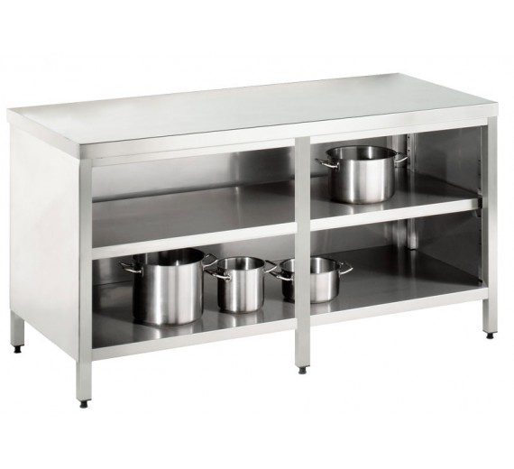 Arbejdsskab af rustfrit stål 2200 x 800 PRO åbent