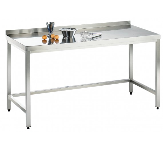Arbejdsbord af rustfrit stål 2200 x 800 PRO med bagkant