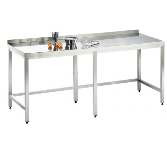 Arbejdsbord af rustfrit stål 2800 x 700 PRO med bagkant