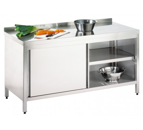 Arbejdsskab af rustfrit stål 1800 x 600 PRO med bagkant