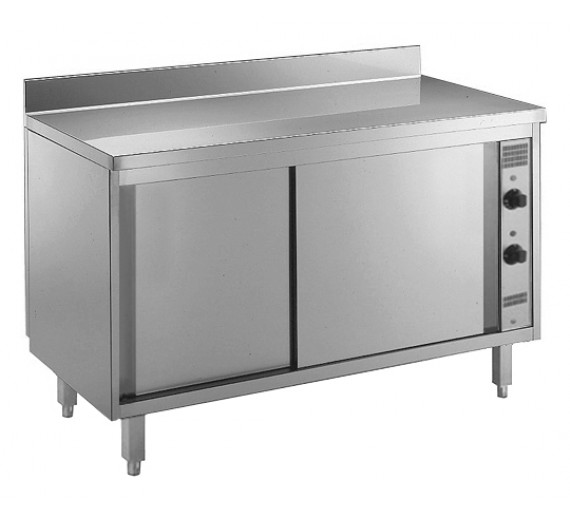 Varmeskab af rustfrit stål 1400 x 700 PRO med bagkant