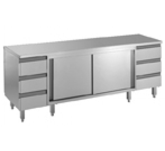 Arbejdsskab af rustfrit stål 2000 x 700 ECO med 2 skuffer