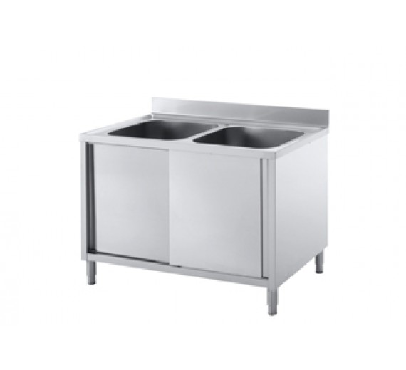 Opvaskeskab af rustfrit stål 1400 x 700 PRO 2 vaske