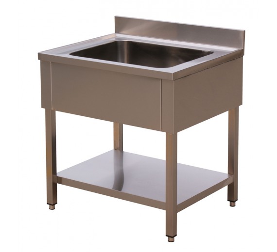 Opvaskebord af rustfrit stål ECO 600 x 700 med 1 vask