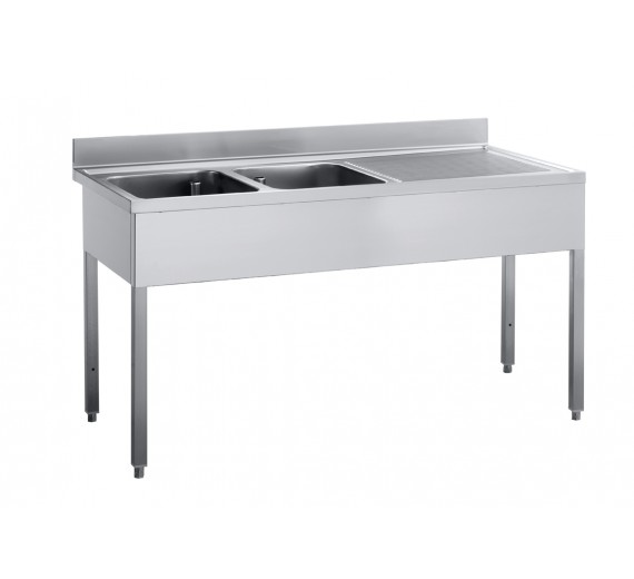 Opvaskebord ECO 1400 x 700 med 2 vaske i venstre side