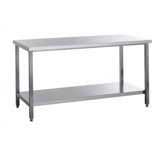 Arbejdsbord af rustfrit stål 600 x 600 ECO med hylde