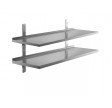 Vægbord af rustfrit stål 1800 x 300 med 2 hylder
