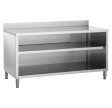 Arbejdsskab af rustfrit stål 1400 x 600 åbent med bagkant- CNS18/10