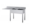 Bordopvaskebordet i rustfrit stål 1800 x 700 ECO 2 vaske i højre side