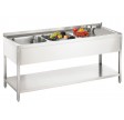 Opvaskebord af rustfrit stål 1900 x 700 PRO med 2 vaske i venstre side