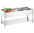 Opvaskebord af rustfrit stål 1900 x 700 PRO med 2 vaske i højre side